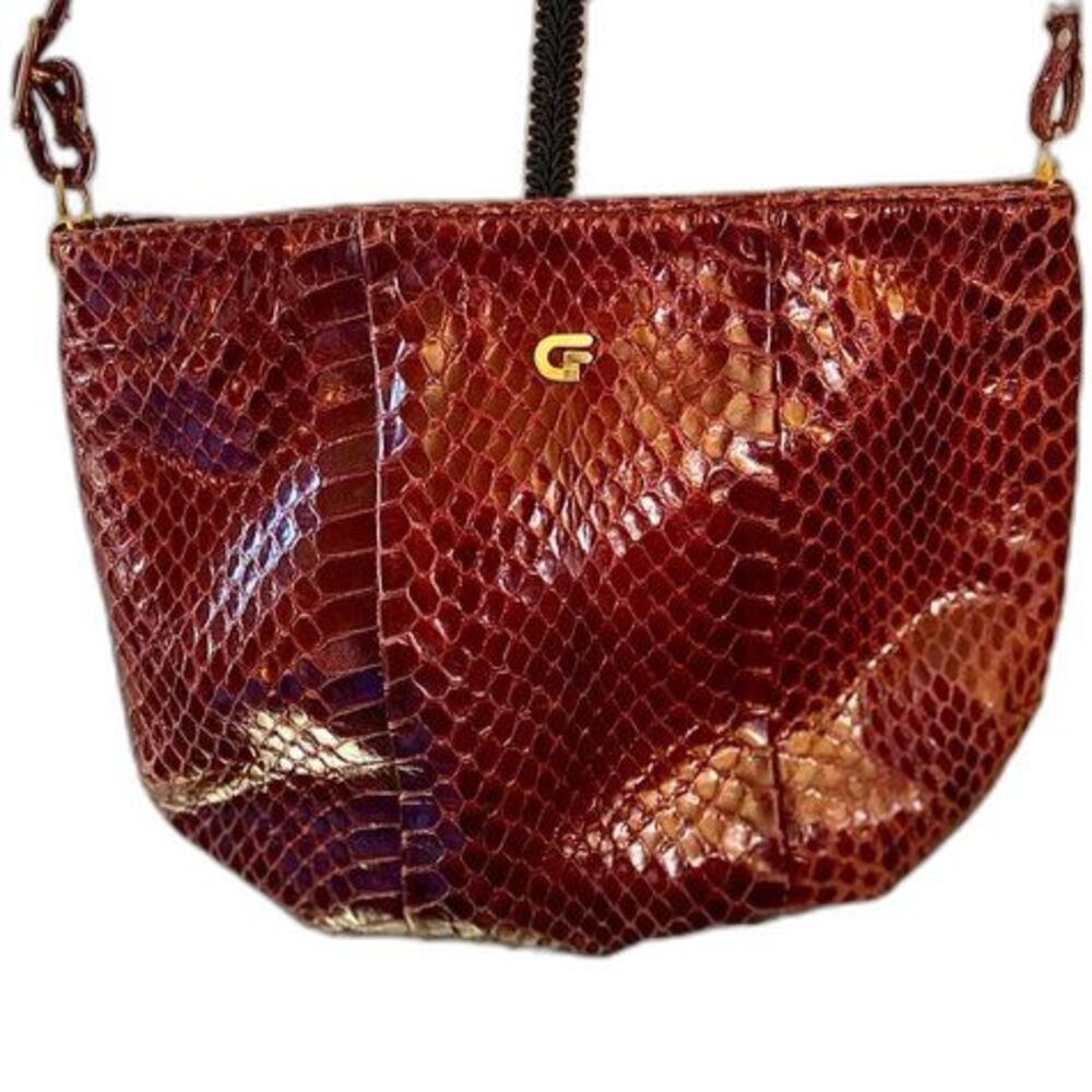 Vtg Guy Laroche Paris Genuine Snakeskin Crossbody Bag Wine Made In Spain Rare